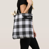 Buffalo Witte en zwarte vierkantjes geplakt Tote Bag (Dichtbij)