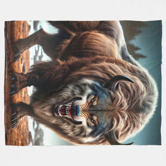Buffalo Wolf Fleece Deken (Voorkant (Horizontaal))
