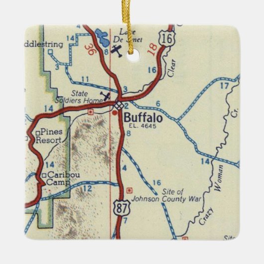 Buffalo WY  kaart Keramisch Ornament (Voorkant)