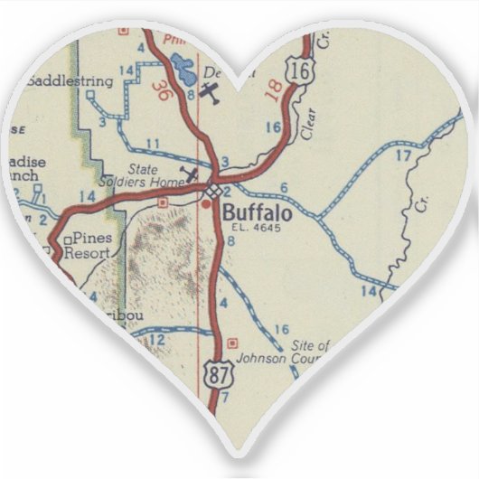 Buffalo Wyoming  Map Sticker (Voorkant)
