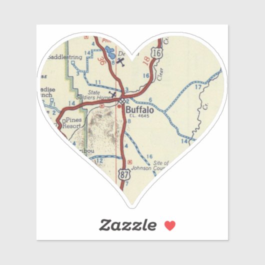 Buffalo Wyoming  Map Sticker (Vel)