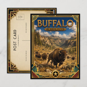 Buffalo Wyoming Vintage Art Deco Gouden Tijdperk Briefkaart