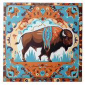 Buffalo Zuidwest Zuidwest Bruin Blauwgroen Blauw Tegeltje (Voorkant)