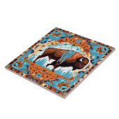 Buffalo Zuidwest Zuidwest Bruin Blauwgroen Blauw Tegeltje (Zijkant)