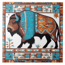 Buffalo zuidwestelijk zuidwestelijk bruin turkoois tegeltje