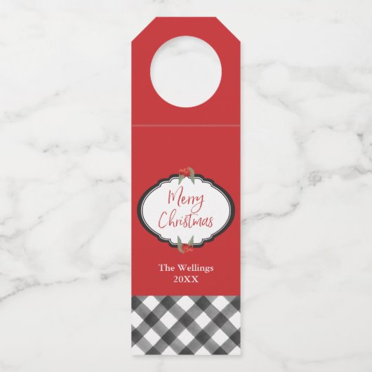 Buffalo Zwart-wit, prettig kerstfeest Flessenhanger (Voorkant)