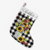 Buffalo Zwart Wit Zonnebloem Handgeschreven Kleine Kerstsok (Voorkant (Hangend))