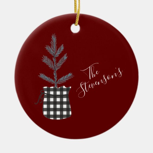 Buffalo Zwarte pineboom met zwarte pingstructuur - Keramisch Ornament (Voorkant)