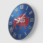 BuffaloNew York 716 Area Code Blue & Red Metal Grote Klok (Hoek)
