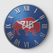 BuffaloNew York 716 Area Code Blue & Red Metal Grote Klok (Voorkant)