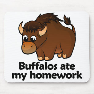 Buffalos at mijn huiswerk op muismat