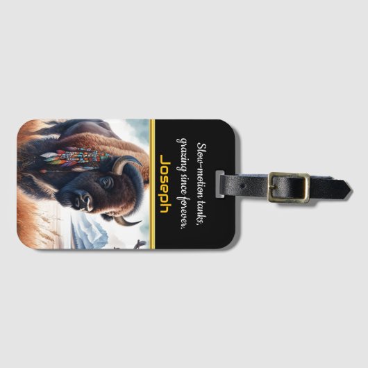 Buffalo's grazen in Mountain Valley Bagagelabel (Voorkant (horizontaal))