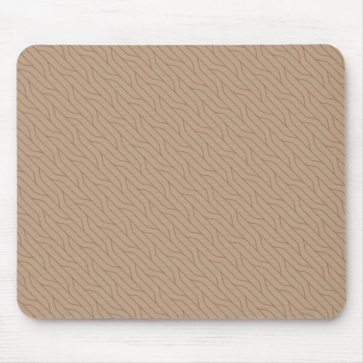 Buffed Beige Mocha Mousse Brown Wavy Line Pattern Muismat (Voorkant)