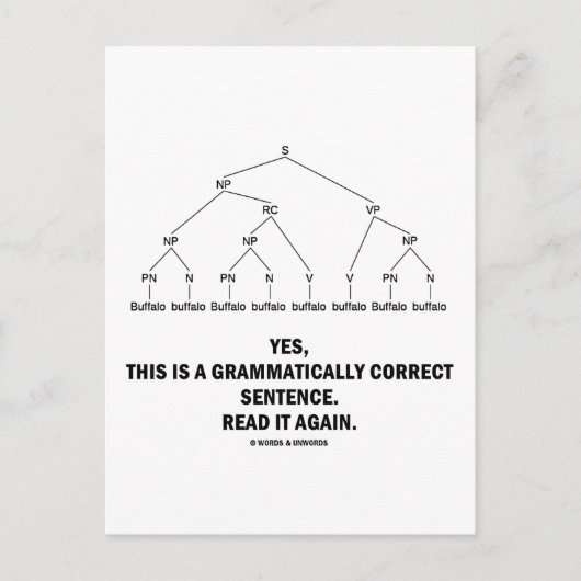 Buffel (8 keer) Grammaticaal correcte zin Briefkaart (Voorkant)