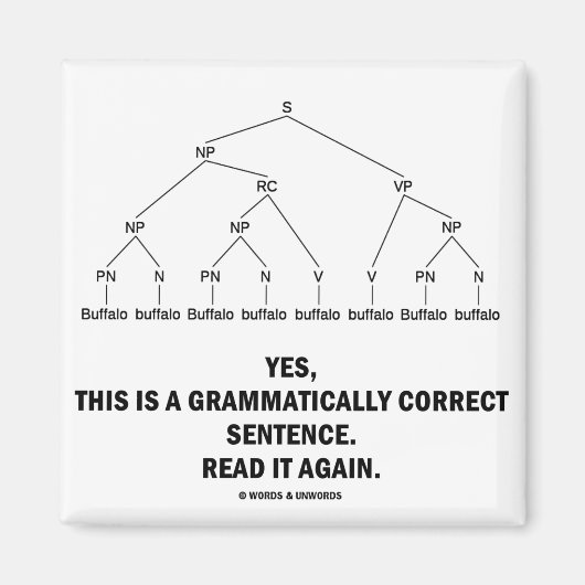 Buffel (8 keer) Grammaticaal correcte zin Magneet (Voorkant)