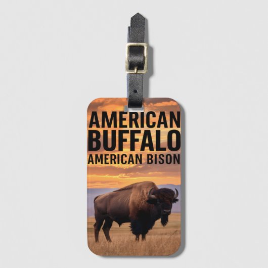 Buffel bij zonsondergang bagagelabel (Voorkant (verticaal))