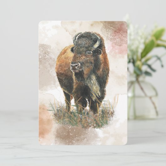 Buffel Bizon Wildlife Dierenpark Familie Reünie Kaart (Staand voorkant)