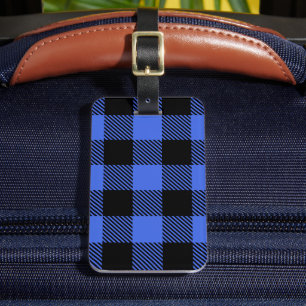 Buffel Check Blauw & Zwart Lumberjack Plaid Decor Bagagelabel