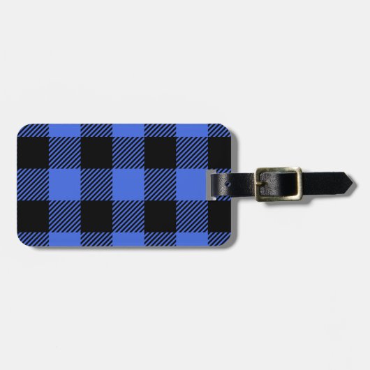 Buffel Check Blauw & Zwart Lumberjack Plaid Decor Bagagelabel (Voorkant horizontaal)