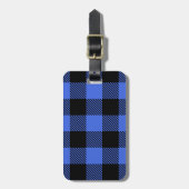 Buffel Check Blauw & Zwart Lumberjack Plaid Decor Bagagelabel (Voorkant verticaal)