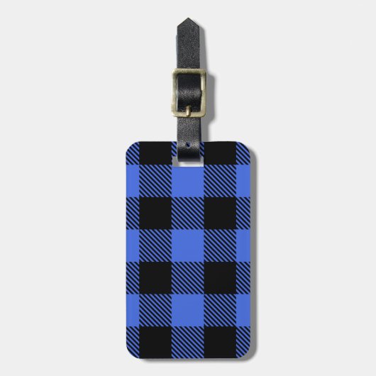 Buffel Check Blauw & Zwart Lumberjack Plaid Decor Bagagelabel (Voorkant verticaal)