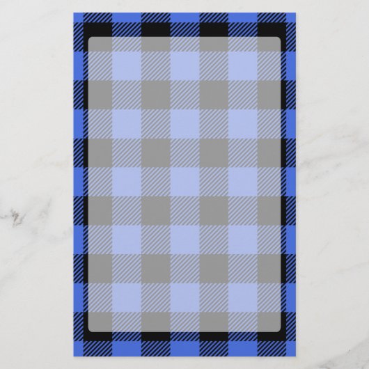 Buffel Check Blauw & Zwart Lumberjack Plaid Decor Briefpapier (Voorkant)
