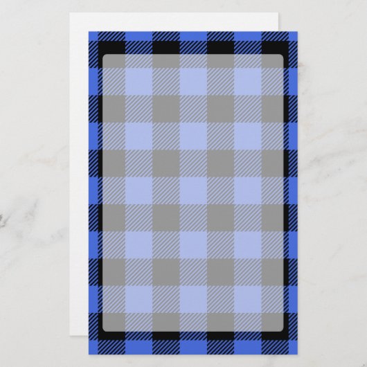 Buffel Check Blauw & Zwart Lumberjack Plaid Decor Briefpapier (Voorkant / Achterkant)