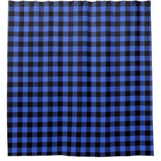 Buffel Check Blauw & Zwart Lumberjack Plaid Decor Douchegordijn (Voorkant)