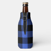 Buffel Check Blauw & Zwart Lumberjack Plaid Decor Flesjeskoeler (Fles Achterkant)