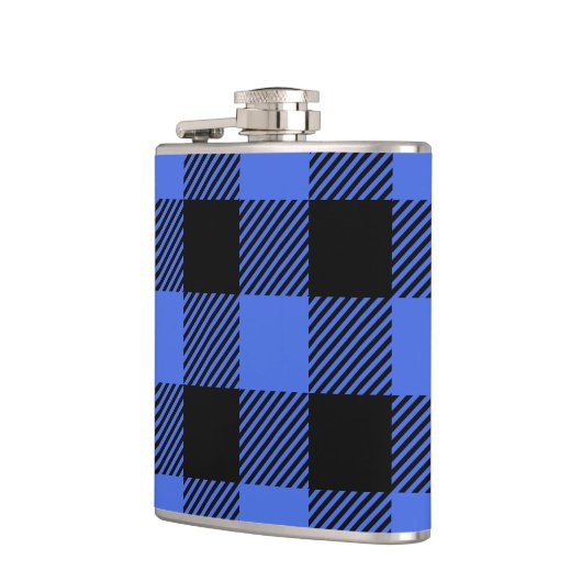 Buffel Check Blauw & Zwart Lumberjack Plaid Decor Heupfles (Links)