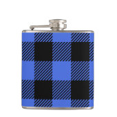 Buffel Check Blauw & Zwart Lumberjack Plaid Decor Heupfles (Voorkant)