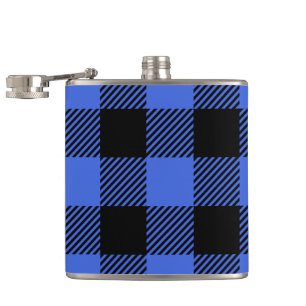 Buffel Check Blauw & Zwart Lumberjack Plaid Decor Heupfles