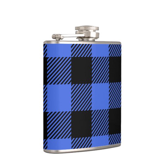 Buffel Check Blauw & Zwart Lumberjack Plaid Decor Heupfles (Rechts)