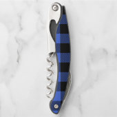 Buffel Check Blauw & Zwart Lumberjack Plaid Decor Kurkentrekker (Voorkant)