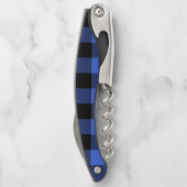 Buffel Check Blauw & Zwart Lumberjack Plaid Decor Kurkentrekker (Achterkant)
