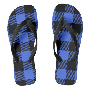Buffel Check Blauw & Zwart Lumberjack Plaid Decor Teenslippers