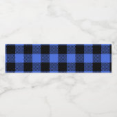Buffel Check Blauw & Zwart Lumberjack Plaid Decor Waterfles Etiket (Enkel label)