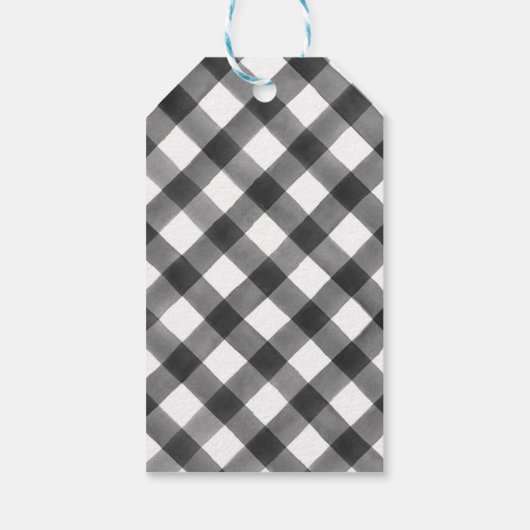 Buffel Check geruite zwart & wit rustieke kerst Cadeaulabel (Achterkant)