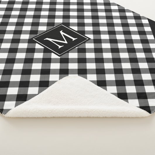 Buffel Check Plaid Monogram Naam Zwart-wit Sherpa Deken (3/4)