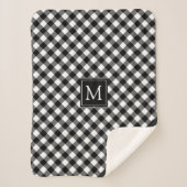 Buffel Check Plaid Monogram Naam Zwart-wit Sherpa Deken (Voorkant)