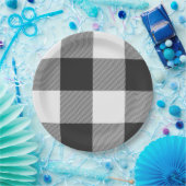 Buffel Check Wit en Zwart Vierkantjes Plakt Groot Papieren Bordje (Feest)