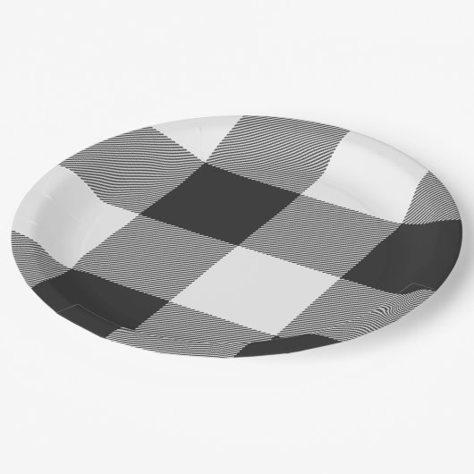 Buffel Check Wit en Zwart Vierkantjes Plakt Groot Papieren Bordje (Gekanteld)