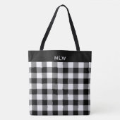 Buffel Check-zwart en wit Tote Bag (Voorkant)
