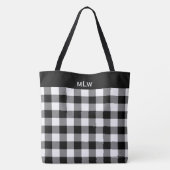 Buffel Check-zwart en wit Tote Bag (Achterkant)