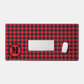 Buffel gepolijst rood houthakkerpatroon monogram bureaumat (Keyboard & Muis)