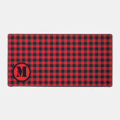 Buffel gepolijst rood houthakkerpatroon monogram bureaumat (Voorkant)