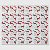 Buffel geruite herten kerst inpakpapier (Vlak)