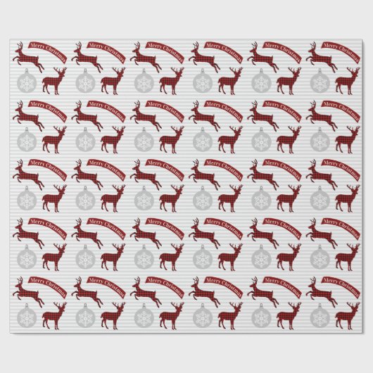 Buffel geruite herten kerst inpakpapier (Vlak)
