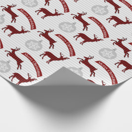 Buffel geruite herten kerst inpakpapier