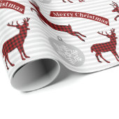 Buffel geruite herten kerst inpakpapier (Rol Hoek)